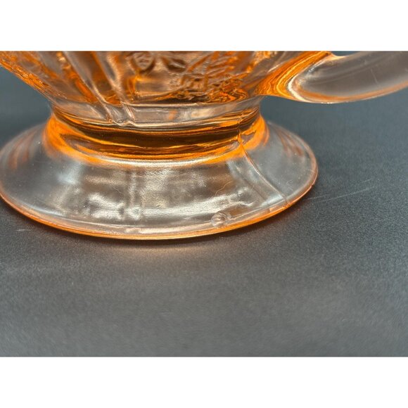 Vintage Federal Pink Depression Glass Sharon Cabbage Rose Open Sugar Bowl - Picture 6 of 8